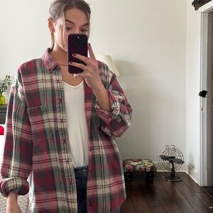 Plaid Button Down Shirt - Red and Green